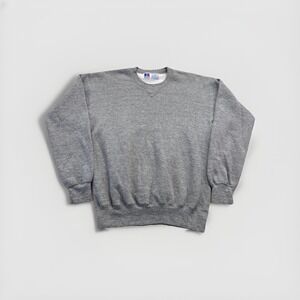 Vintage Russell Athletic Sweatshirt Mens L Gray Blank Fleece Crewneck 90s